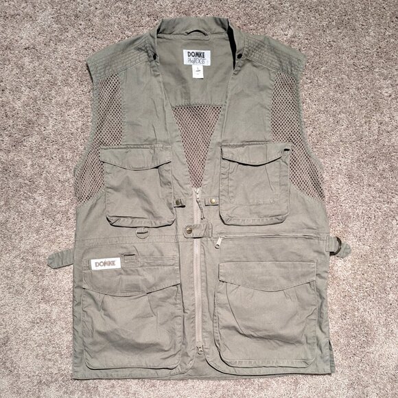 Domke PhoTogs Vest Men's Size Large Photo Clear Cargo Safari Mesh Khaki-Green - Picture 2 of 10
